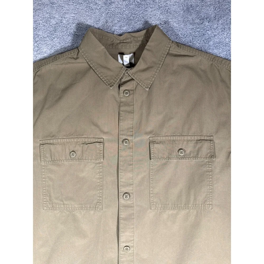 HM Relaxed Fit Short Sleeve Button Down Shirt Mens‎ XXL Tan Cotton P/N 1048599 5